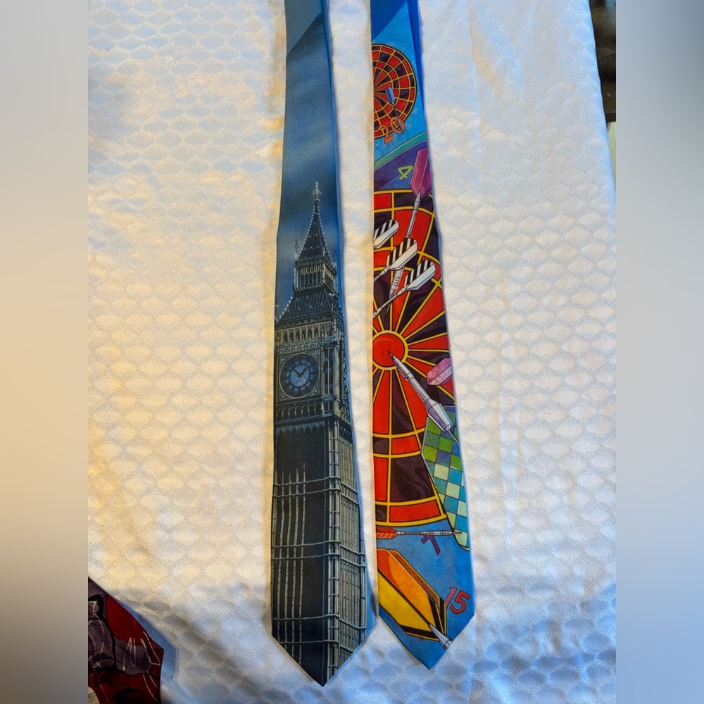 Vintage 1991 Ralph Marlin Ties - New With Tags - Lot Of 2 - Darts And Big Ben